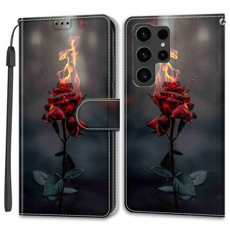 Obudowa Samsung Galaxy S24 Ultra 5g Etui Na Telefon Ognisty Róż Z Paskiem