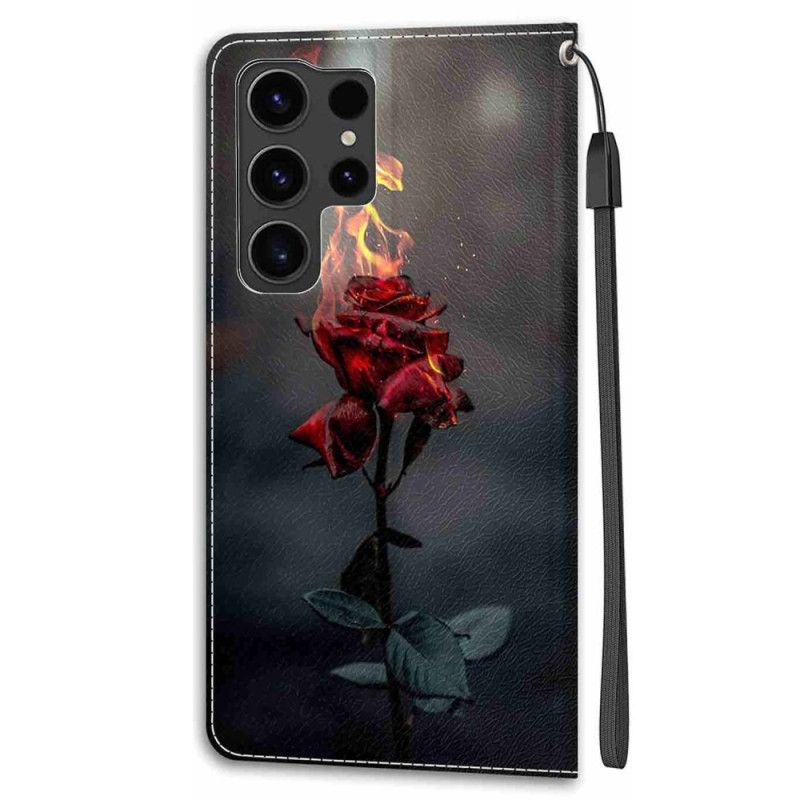 Obudowa Samsung Galaxy S24 Ultra 5g Etui Na Telefon Ognisty Róż Z Paskiem