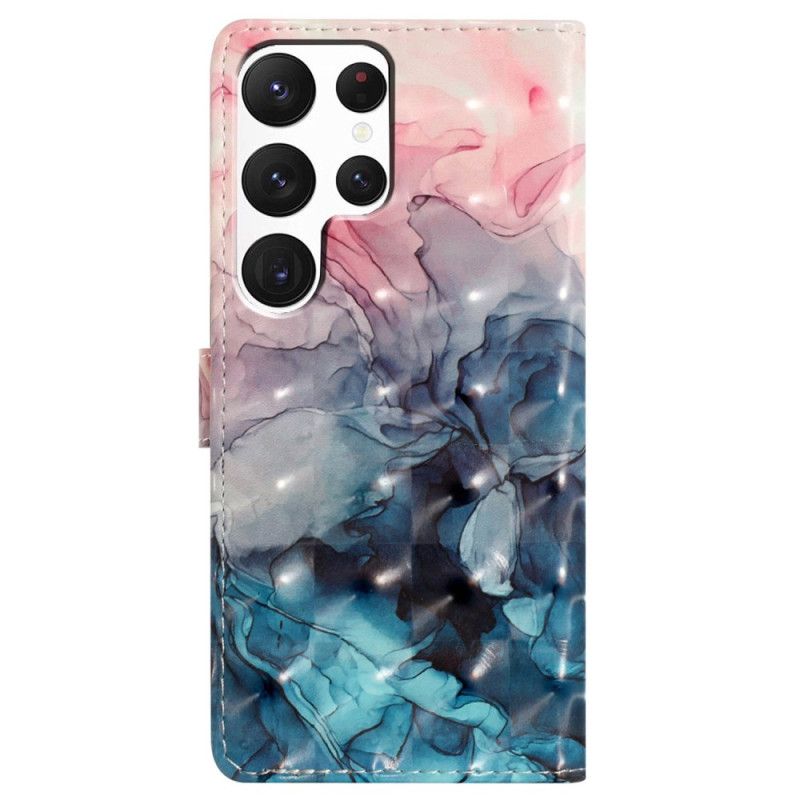 Obudowa Samsung Galaxy S24 Ultra 5g Etui Na Telefon Różowy I Niebieski Marmur Z Paskiem