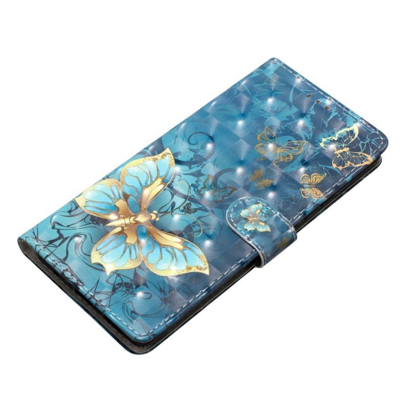 Obudowa Samsung Galaxy S24 Ultra 5g Etui Na Telefon Zielone I Złote Motyle Z Paskiem