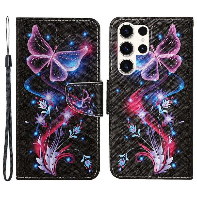 Pokrowce Samsung Galaxy S24 Ultra 5g Fluorescencyjne Motyle Z Paskiem