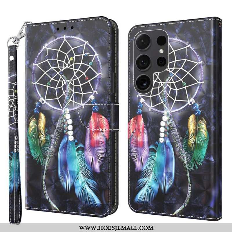 Pokrowce Samsung Galaxy S24 Ultra 5g Łapacz Snów Na CZarnym Tle Z Paskiem