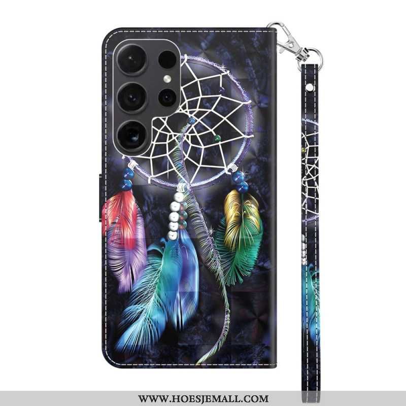 Pokrowce Samsung Galaxy S24 Ultra 5g Łapacz Snów Na CZarnym Tle Z Paskiem