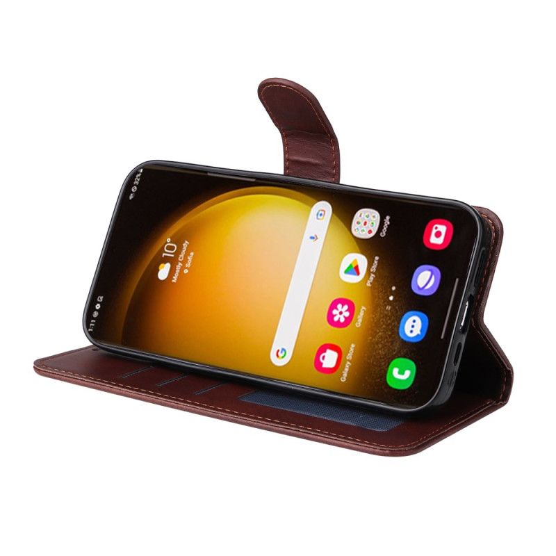 Skórzany Futerał Samsung Galaxy S24 Ultra 5g Etui Na Telefon Gładki Z Paskiem