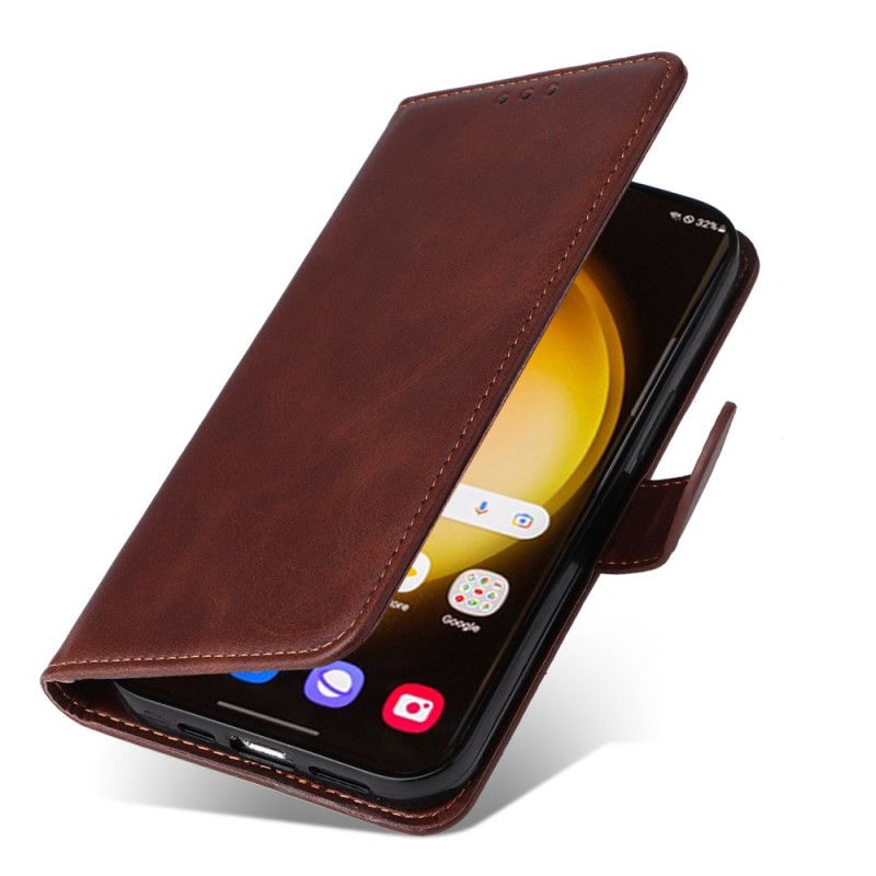 Skórzany Futerał Samsung Galaxy S24 Ultra 5g Etui Na Telefon Gładki Z Paskiem