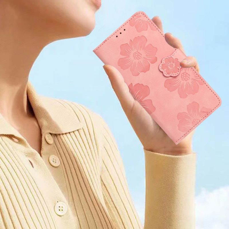 Skórzany Futerał Samsung Galaxy S24 Ultra 5g Etui Na Telefon Kwiatowy Z Paskiem