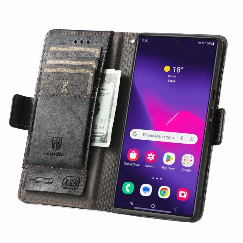Skórzany Futerał Samsung Galaxy S24 Ultra 5g Etui Na Telefon Z Blokowaniem Rfid Caseneo