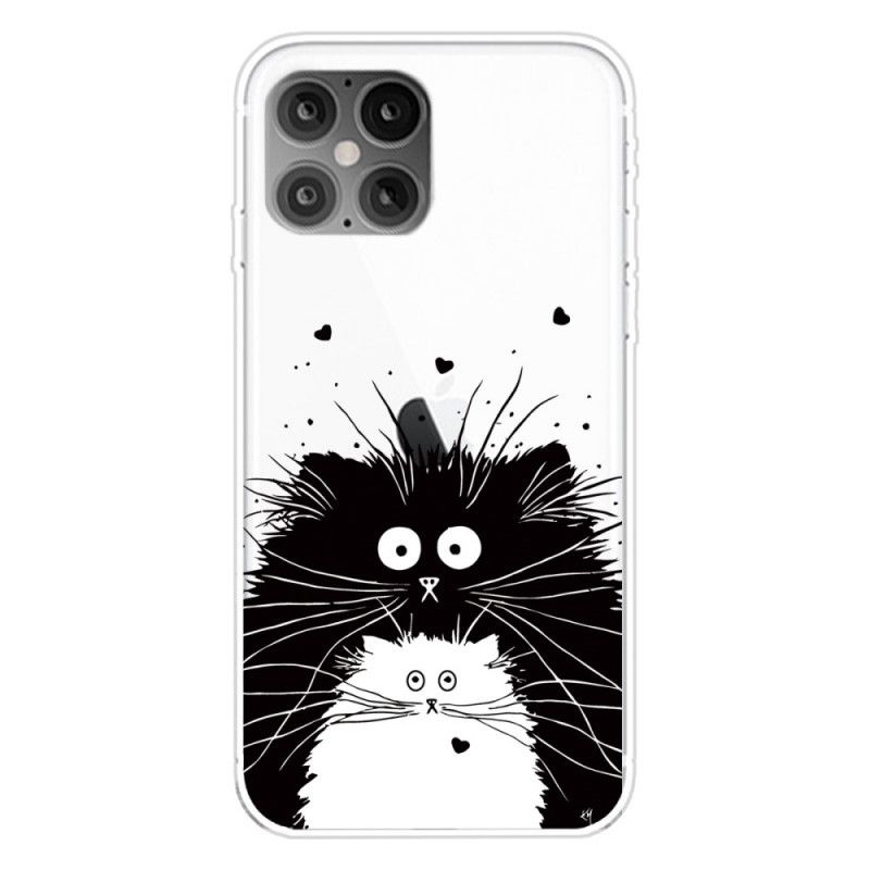 Etui iPhone 12 Pro Max Biały Czarny Obserwuj Koty