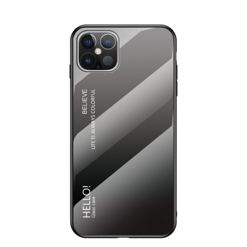 Etui iPhone 12 Pro Max Biały Czarny Witam Szkło Hartowane