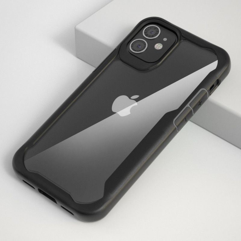 Etui iPhone 12 Pro Max Czerwony Czarny Przezroczysta Hybryda Z Silikonowymi Krawędziami Etui Ochronne