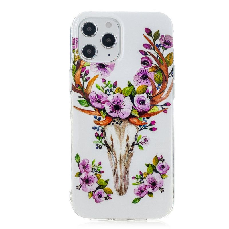 Etui iPhone 12 Pro Max Fluorescencyjny Kwiecisty Łoś Etui Ochronne
