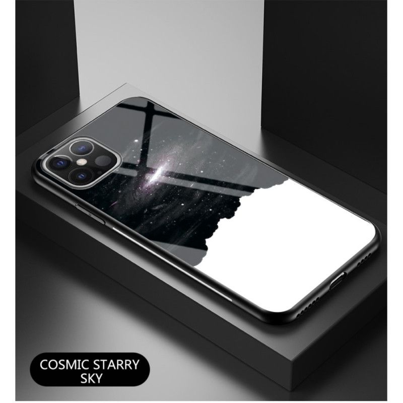 Etui iPhone 12 Pro Max Szary Czarny Hartowane Szkło Gwiaździste Niebo