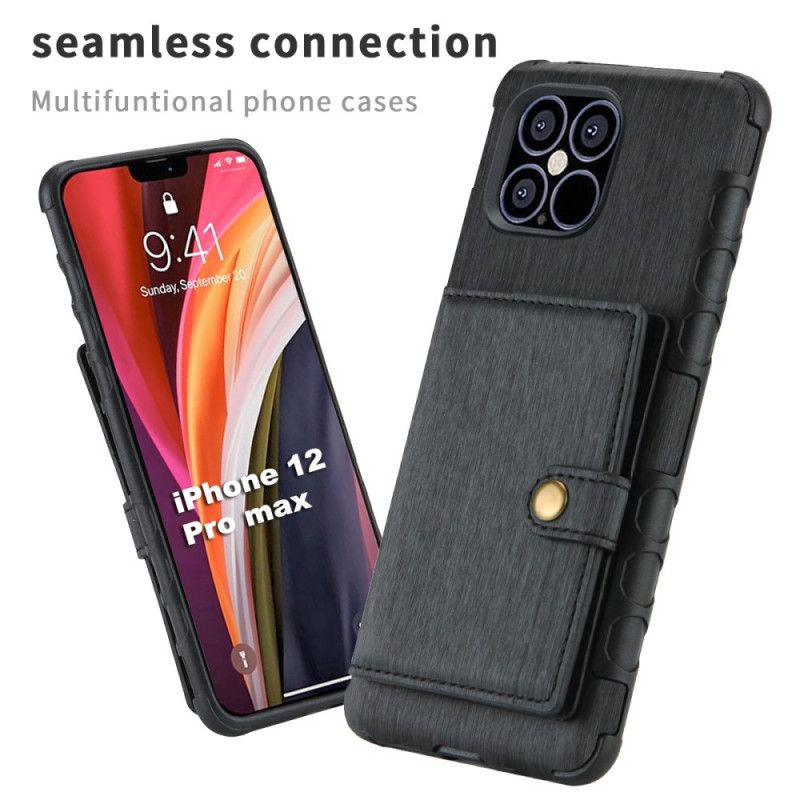 Etui iPhone 12 Pro Max Szary Czarny Uchwyt Na Kartę Z Klapką Shouhushen Etui Ochronne