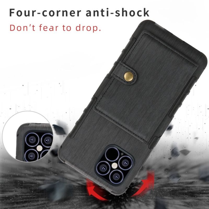 Etui iPhone 12 Pro Max Szary Czarny Uchwyt Na Kartę Z Klapką Shouhushen Etui Ochronne