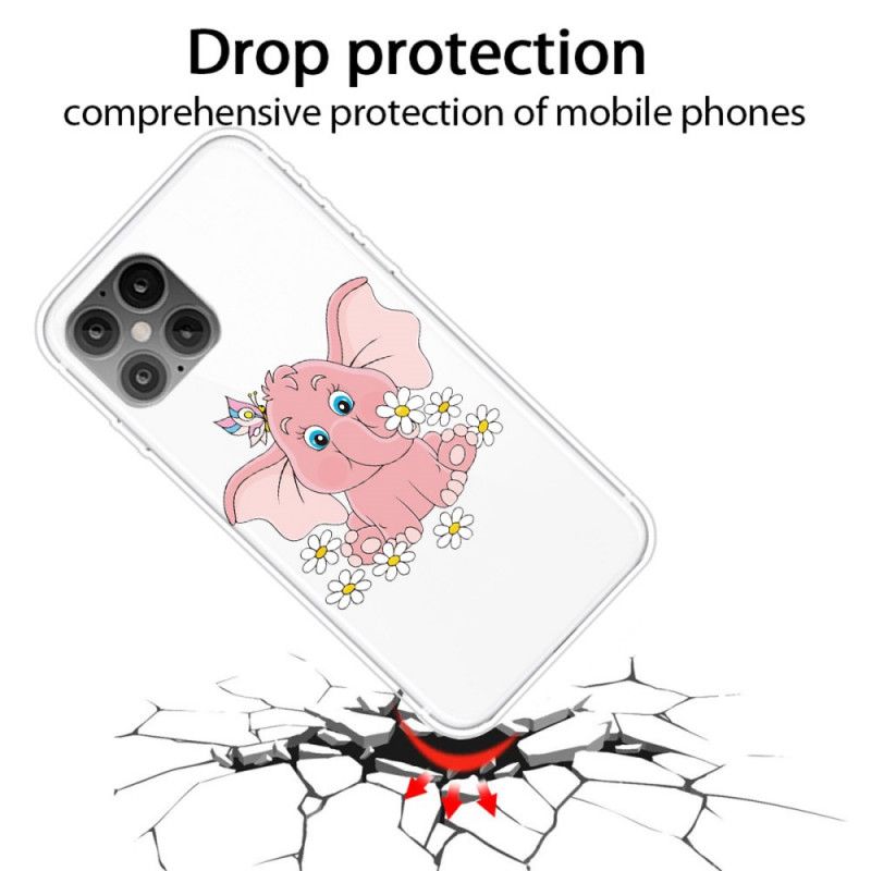 Futerały iPhone 12 Pro Max Etui na Telefon Przezroczysty Różowy Słoń