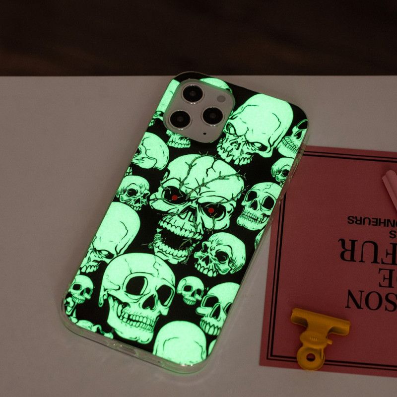 Futerały iPhone 12 Pro Max Etui na Telefon Uwaga Fluorescencyjne Czaszki