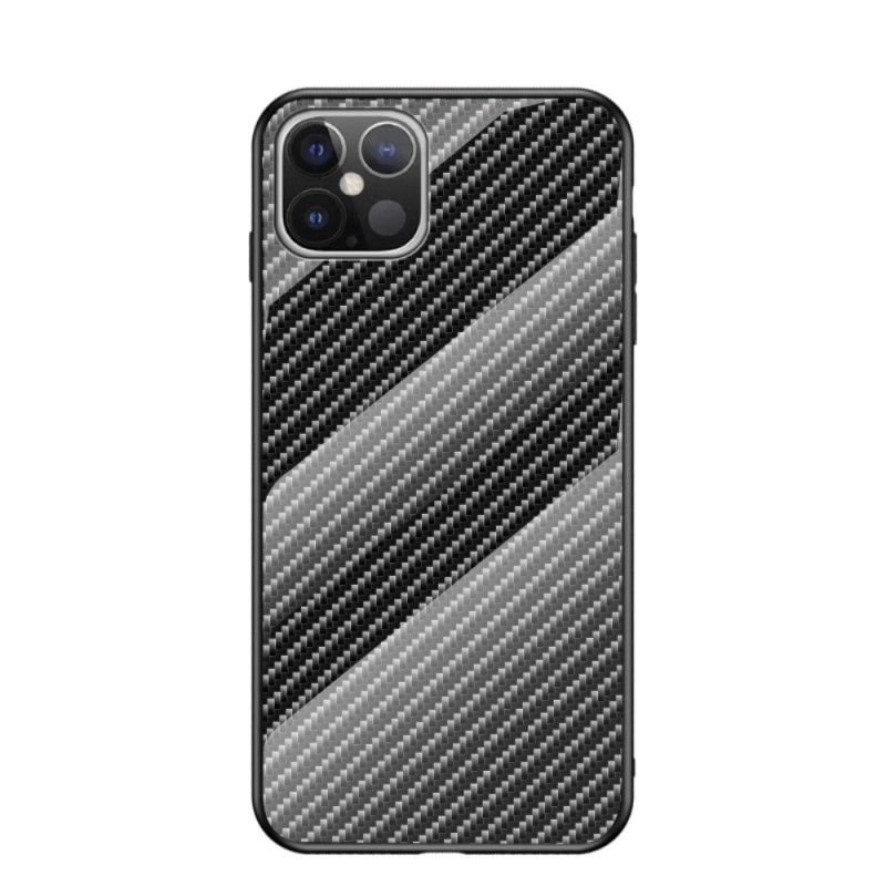 Futerały iPhone 12 Pro Max Magenta Czarny Etui na Telefon Szkło Hartowane Z Włókna Węglowego