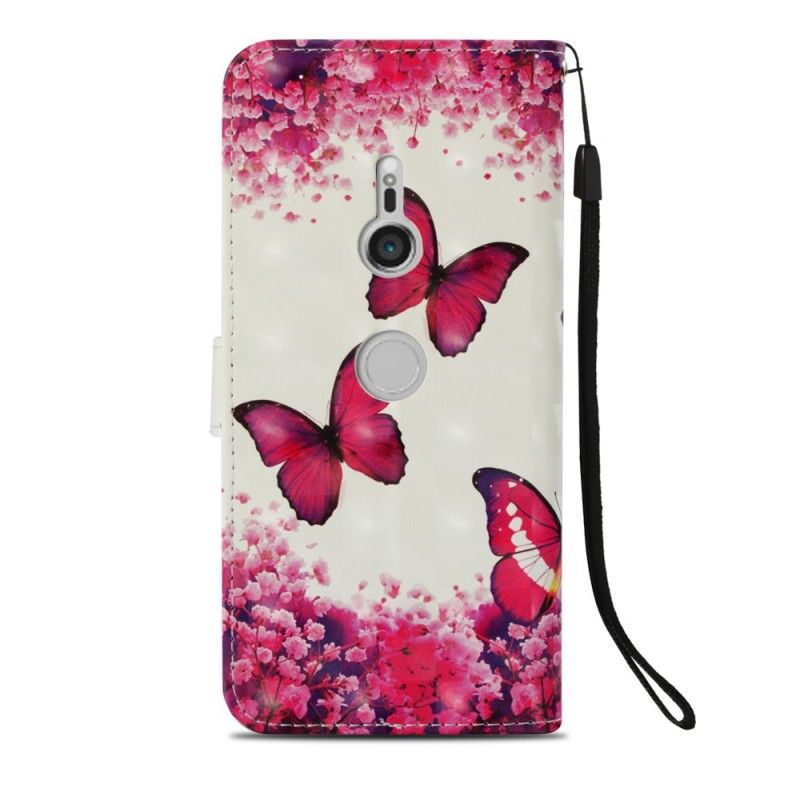 Etui Folio Sony Xperia XZ3 3D Czerwone Motyle Etui Ochronne