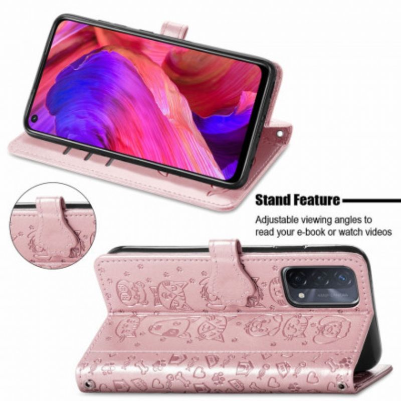 Etui Folio Oppo A54 5g / A74 5g Animowane Zwierzęta Etui Ochronne