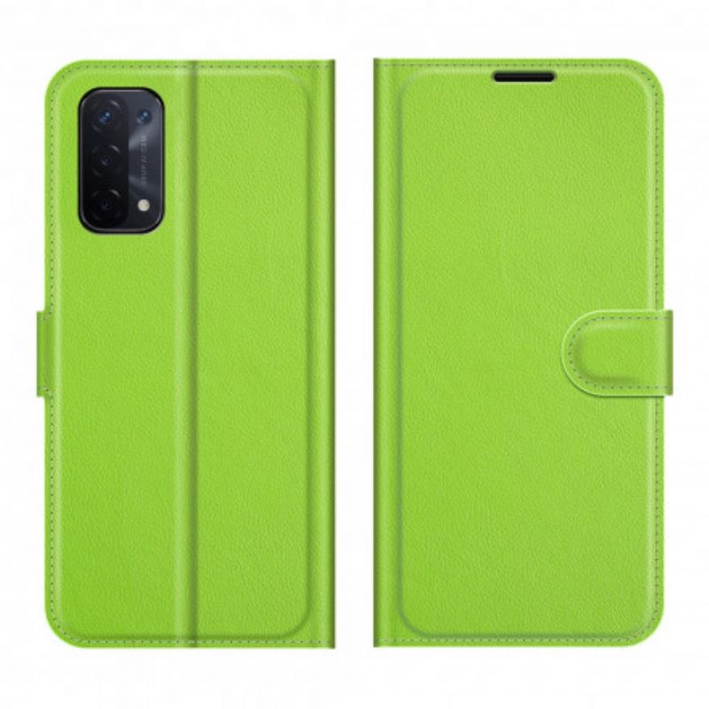 Etui Folio Oppo A54 5g / A74 5g Klasyczne Liczi Sztuczna Skóra Etui Ochronne