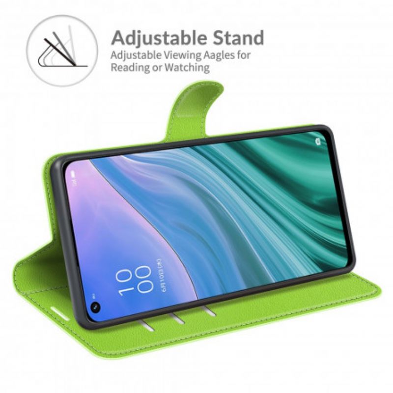 Etui Folio Oppo A54 5g / A74 5g Klasyczne Liczi Sztuczna Skóra Etui Ochronne