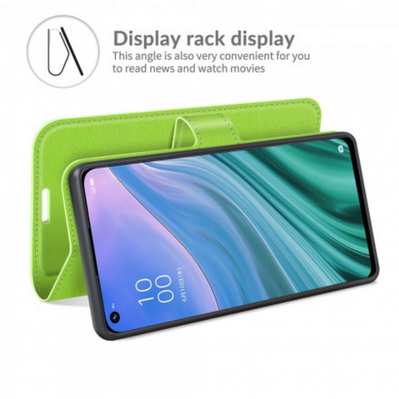 Etui Folio Oppo A54 5g / A74 5g Klasyczne Liczi Sztuczna Skóra Etui Ochronne