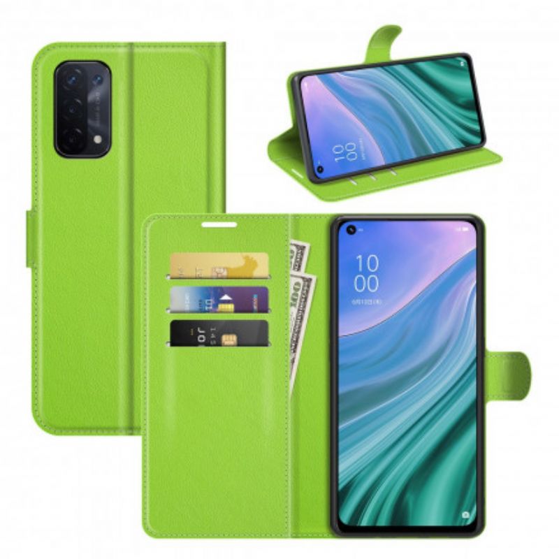 Etui Folio Oppo A54 5g / A74 5g Klasyczne Liczi Sztuczna Skóra Etui Ochronne