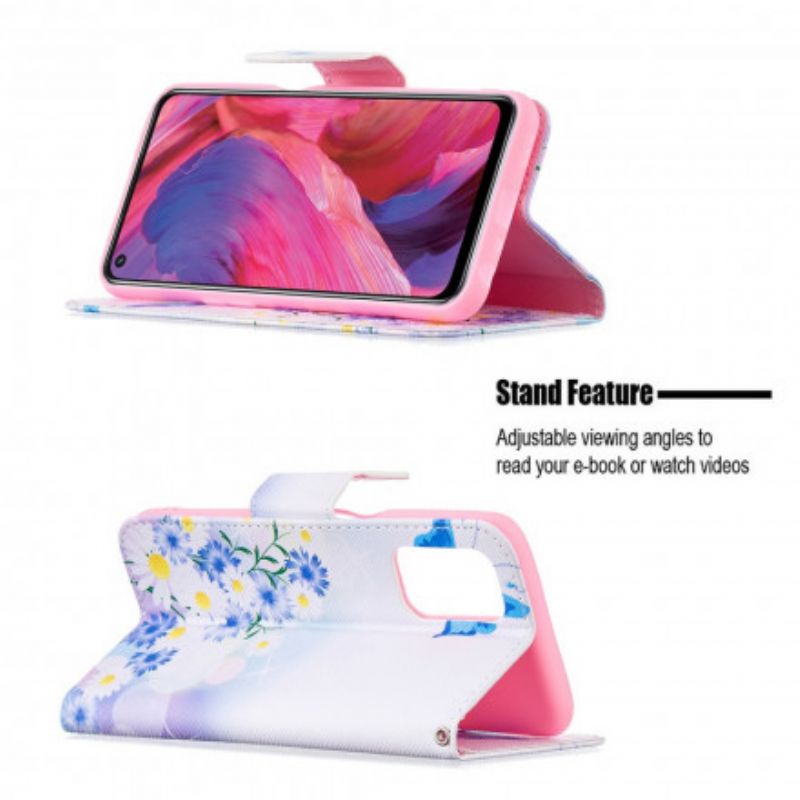 Etui Folio Oppo A54 5g / A74 5g Malowane Motyle I Kwiaty Etui Ochronne