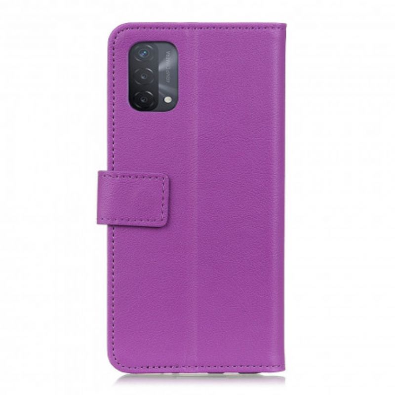 Etui Folio Oppo A54 5g / A74 5g Prosty Efekt Błyszczącej Skóry Etui Ochronne