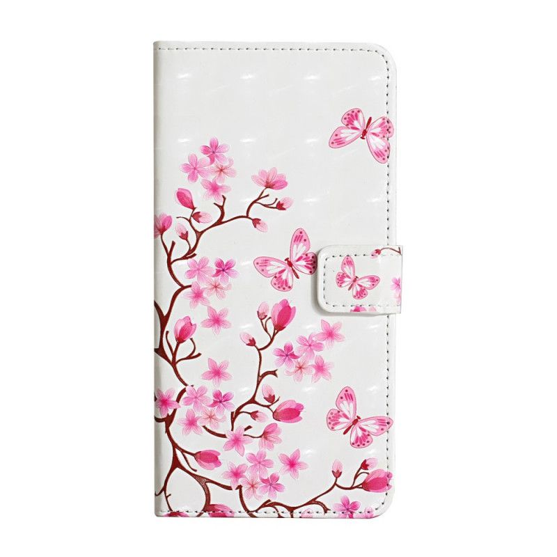 Etui Folio Huawei Y5p Magenta Biały Różowa Roślina Etui Ochronne