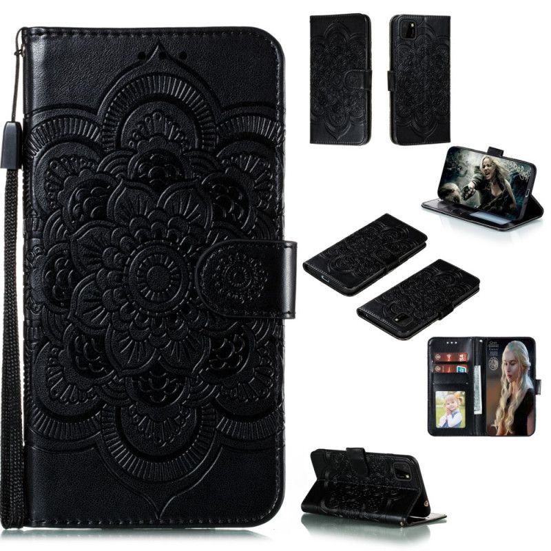 Etui Folio Huawei Y5p Szary Czarny Pełna Mandala