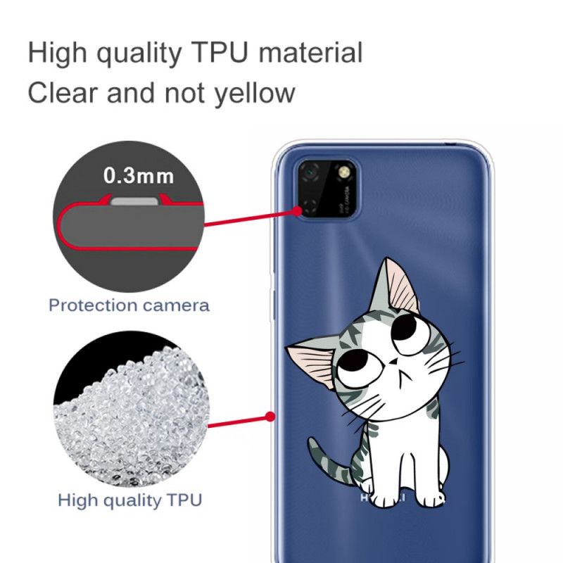 Etui Huawei Y5p Biały Czarny Obserwuj Koty