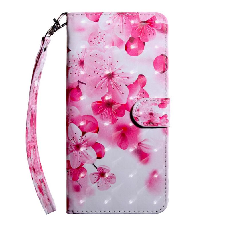 Skórzany Futerał Huawei Y5p Etui na Telefon Różowe Kwiaty