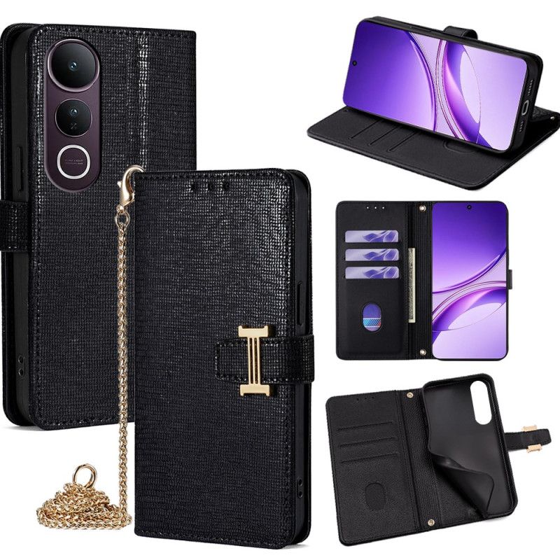 Etui Folio Vivo V50 Lite 5g Cekiny Z Łańcuszkiem