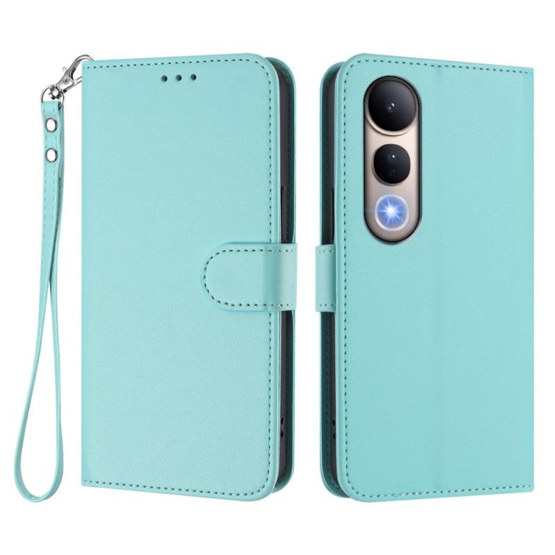 Etui Folio Vivo V50 Lite 5g Gładka Skóra Ekologiczna Ze Smyczą Etui Ochronne