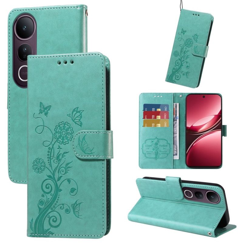 Etui Folio Vivo V50 Lite 5g Kwiatowy Wzór Motyla Etui Ochronne