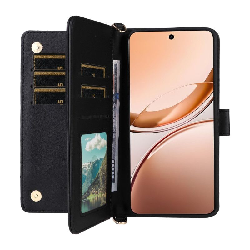 Skórzany Futerał Vivo V50 Lite 5g Etui Na Telefon Pikowane Ze Smyczą I Paskiem Na Ramię