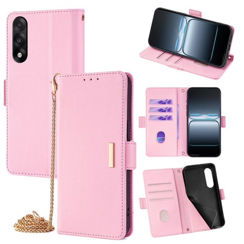 Etui Folio Do Oneplus Nord 5 Złote Zapięcie I Smycz