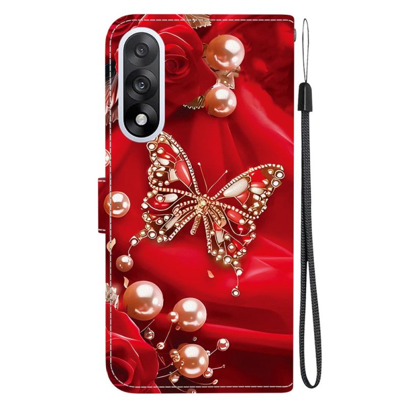 Etui Folio Oneplus Nord 5 CZerwone Motyle Etui Ochronne