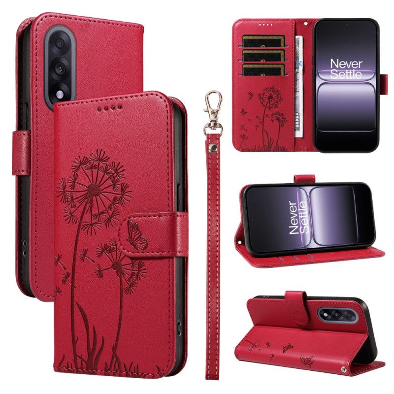 Skórzany Futerał Oneplus Nord 5 Etui Na Telefon Dmuchawce Z Paskami