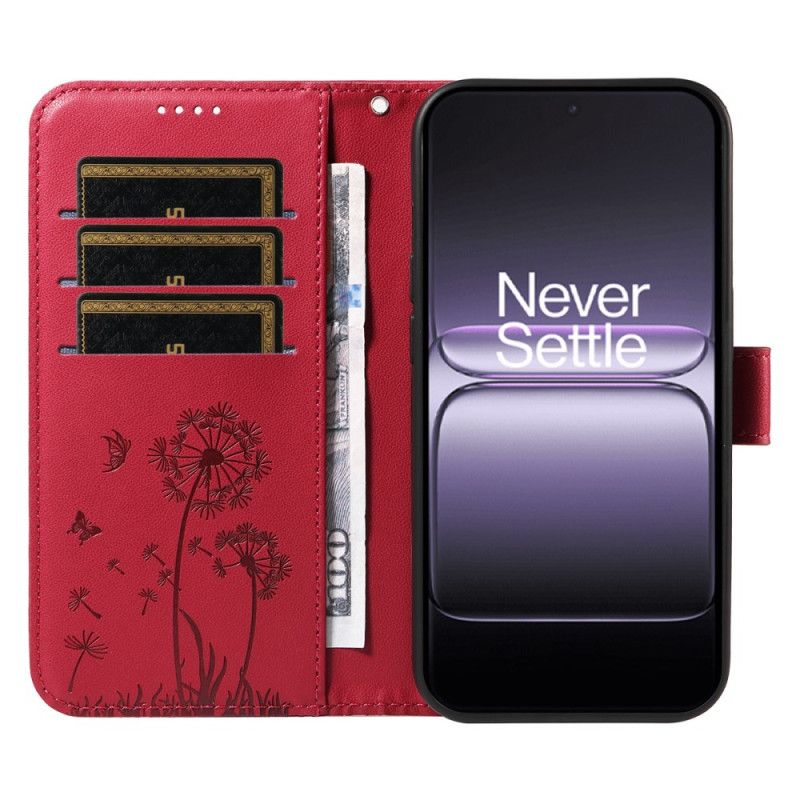 Skórzany Futerał Oneplus Nord 5 Etui Na Telefon Dmuchawce Z Paskami