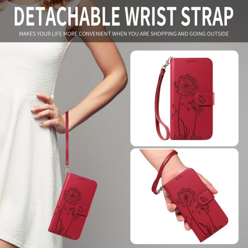 Skórzany Futerał Oneplus Nord 5 Etui Na Telefon Dmuchawce Z Paskami