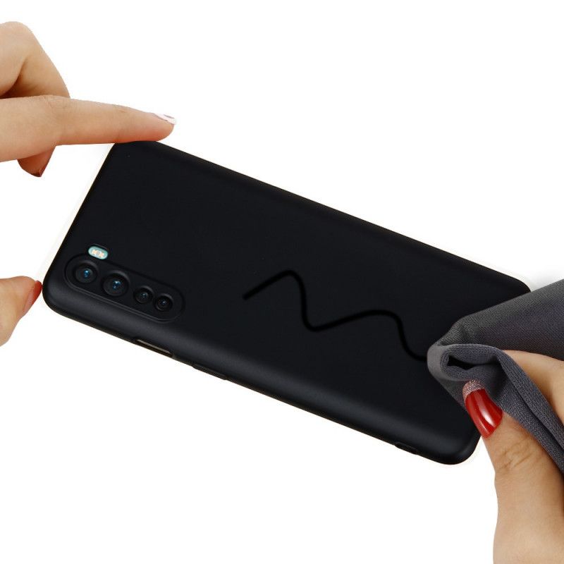 Etui OnePlus Nord Czerwony Czarny Płynny Silikon Z Paskiem Etui Ochronne