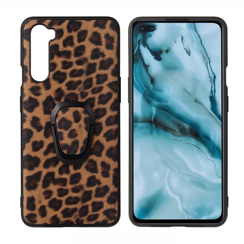 Etui OnePlus Nord Efekt Skóry Lamparta Z Pierścieniem Podtrzymującym Etui Ochronne