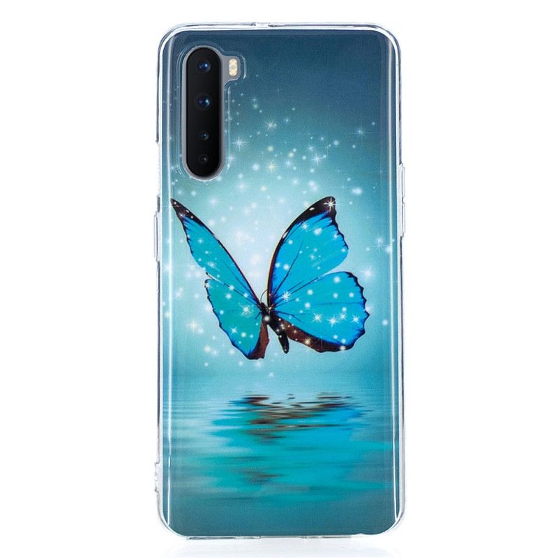 Futerały OnePlus Nord Etui na Telefon Fluorescencyjny Niebieski Motyl