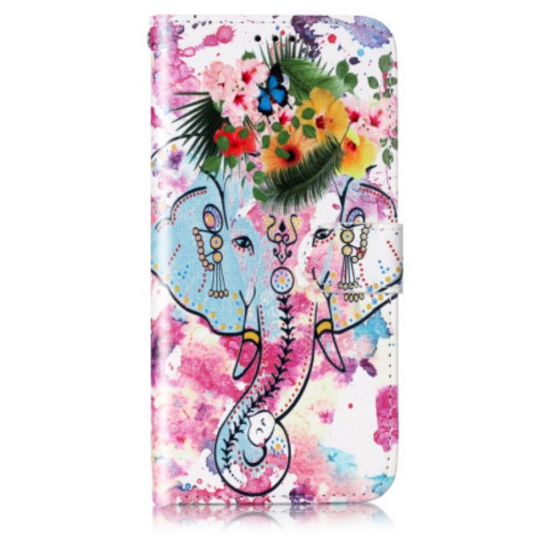 Etui Folio Samsung Galaxy S24 Plus 5g Kwiatowy Słoń Z Paskiem Etui Ochronne
