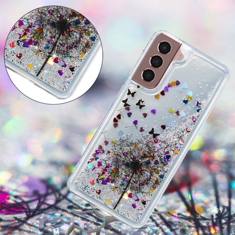 Etui Samsung Galaxy S24 Plus 5g Płynny Brokat Mniszka Lekarskiego Etui Ochronne