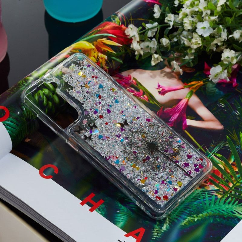 Etui Samsung Galaxy S24 Plus 5g Płynny Brokat Mniszka Lekarskiego Etui Ochronne