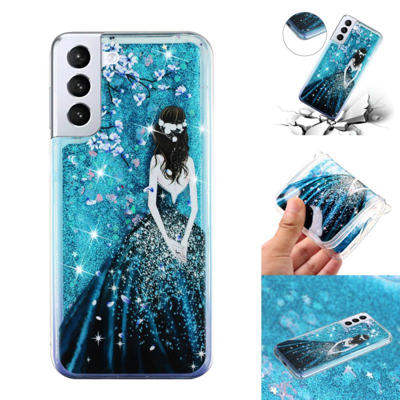Futerały Samsung Galaxy S24 Plus 5g Etui Na Telefon Błyszczący Płyn Blue Girl