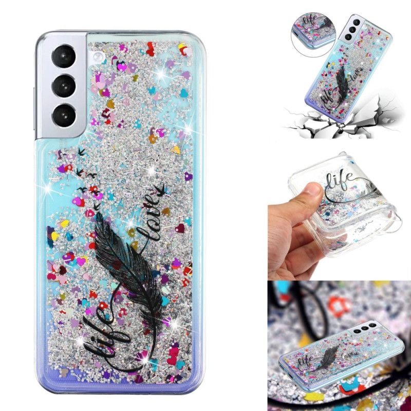 Futerały Samsung Galaxy S24 Plus 5g Etui Na Telefon Płynny Brokat I Pióra